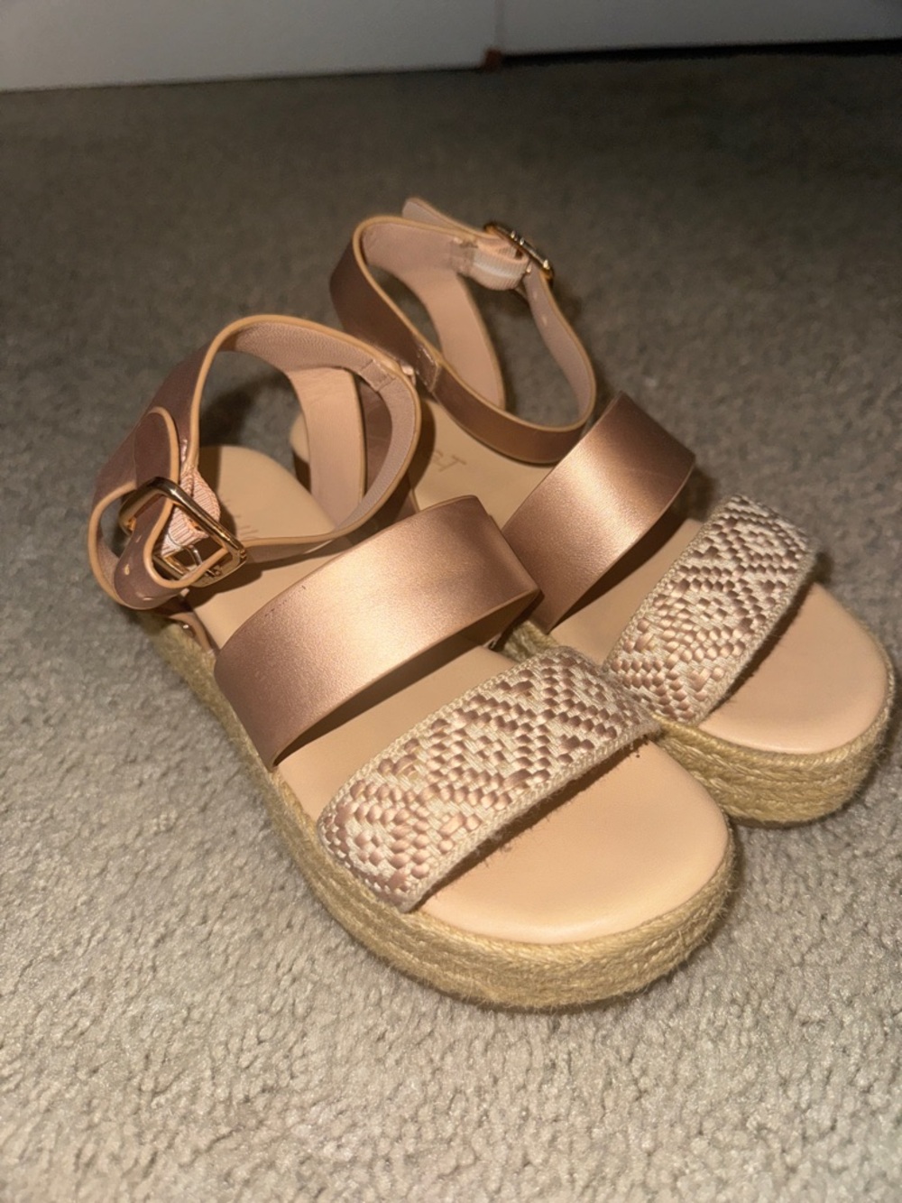 Woven Espadrille Platform Sandals in Blush
